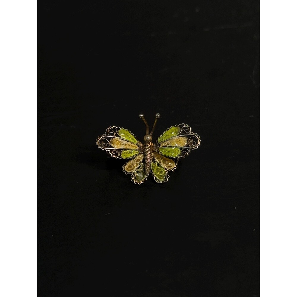 Vintage 800 Silver Enamel Butterfly Brooch